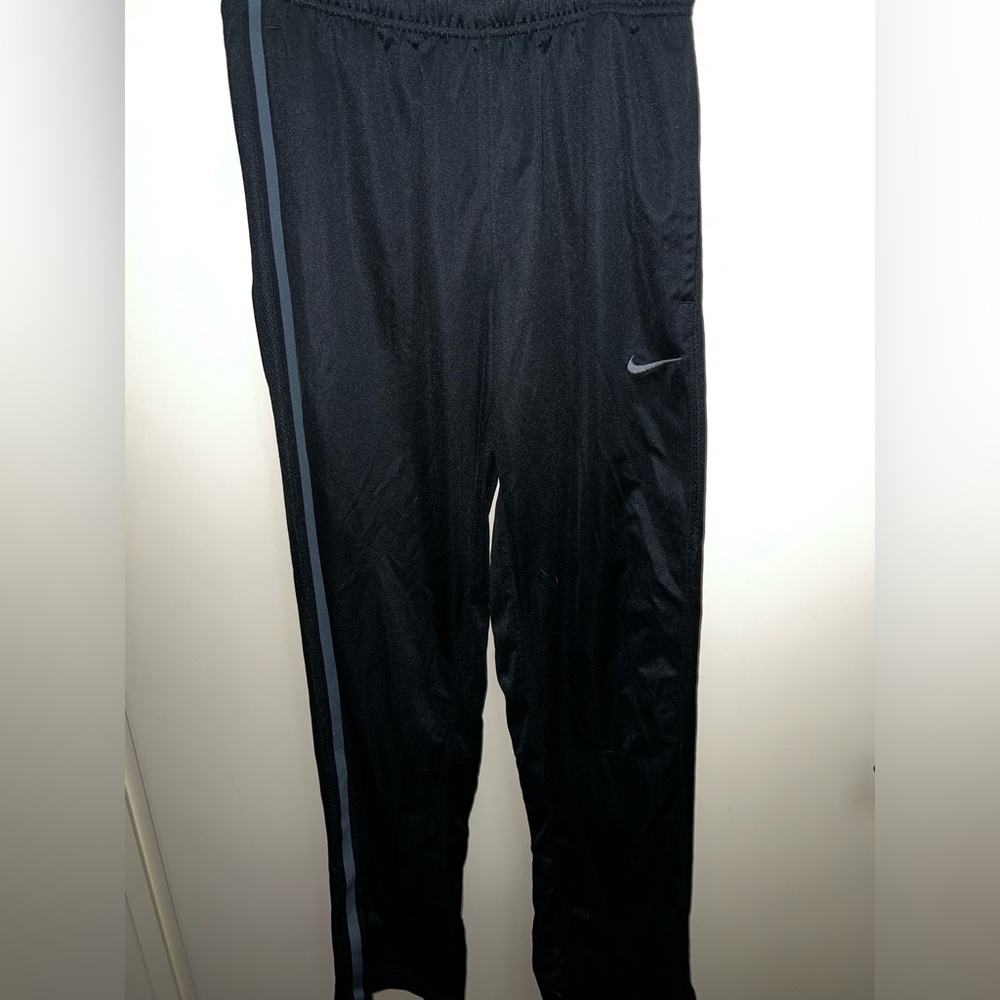 Nike Men's Black Track Pants with Gray Stripe